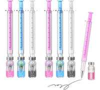 Lot de 6 stylos à encre gel en forme de seringue, stylos à encre gel créatifs en forme de seringue pour stylos à bille amusants, accessoires d'infirmière pour fournitures scolaires de travail et