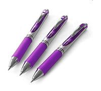 Lot de 6 stylos à encre gel liquide rétractable - 0,7 mm - 54% recyclé - Violet - Pentel EnerGel XM BL77.