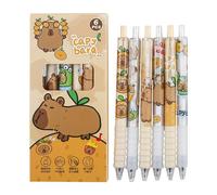 Lot de 6 stylos à encre gel rétractables à encre gel mignons - Motif ours mignon - Séchage rapide - Pour journal intime, stylo signature portable pour et étudiants