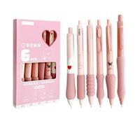 Lot de 6 stylos à encre gel rétractables, pointe de 0,5 mm, à séchage rapide, rechargeable, pour écrire, noter, journal, écriture lisse