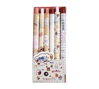 Lot De 6 Stylos À Encre Noire Rétractable, 0.5mm, Encre Douce, Flexible, Jolis Stylos À Gel Rechargeables, Scellés À La Cire Pour Étudiants