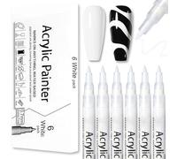 Lot de 6 stylos à ongles 3D - Stylo de nail art français - Blanc - Stylo à ongles - Pointe des ongles - Stylo DIY - Ligne d'art des ongles Graffiti - Décoration de beauté - Outils de manucure (blancs)
