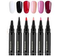 Lot de 6 stylos à ongles - 6 couleurs - Gel UV - Séchage rapide - Marqueur d'art polonais - Outil de dessin de couleur des ongles - Pour femmes, filles, amis, famille, voyages, donner (A)