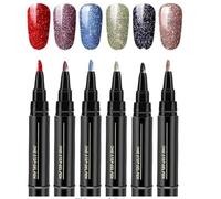 Lot de 6 stylos à ongles - 6 couleurs - Gel UV - Séchage rapide - Marqueur d'art polonais - Outil de dessin de couleur des ongles - Pour femmes, filles, amis, famille, voyages, donner (C)