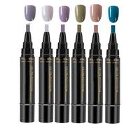 Lot de 6 stylos à ongles avec pointe fine | Stylo à vernis à ongles gel pour un design précis et une manucure française, séchage rapide et durable, 8 ml par stylo, idéal pour les débutants et les