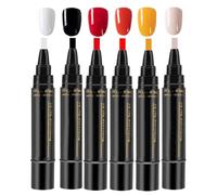 Lot de 6 stylos à ongles avec pointe fine | Stylo à vernis à ongles gel pour un design précis et une manucure française, séchage rapide et durable, 8 ml par stylo, idéal pour les débutants et les