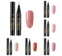 Lot de 6 stylos à ongles - Lot de 6 stylos à ongles en gel - Stylo à ongles pour ongles naturels - 6 couleurs - Séchage rapide - Pour les débutants dans le domaine du design des ongles