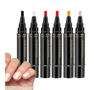 Lot de 6 stylos à ongles - Outils de manucure | Stylos d'art à séchage rapide | Collection de conception de peinture à ongles de précision Système d'application de style professionnel avec