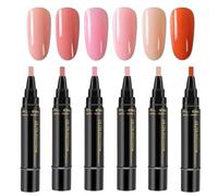 Lot de 6 stylos à ongles - Séchage rapide - 6 couleurs - Sans lumière UV - Séchage rapide - Longue durée - Kit de manucure 3 en 1 pour ongles naturels