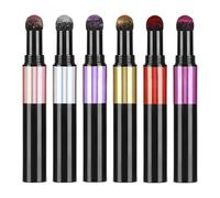 Lot de 6 stylos à poudre pigmentée métallisée pour nail art, applicateur à coussin d'air pour une utilisation facile et sans désordre, stylo à ongles pour manucure à finition miroir standard