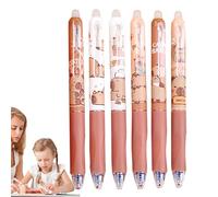 Lot de 6 stylos animaux mignons - Adorable design Capybara de dessin animé, écriture douce, encre gel rétractable, prise en main confortable, pointe fine durable de 0,5 mm pour des lignes épurées