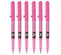 Lot de 6 stylos bille roller PILOT V-Ball 05 encre Rose