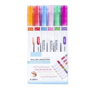 Lot de 6 stylos colorés Curve - Surligneurs à double pointe et plusieurs couleurs - Fournitures artistiques multifonctionnelles - Avec design de bord pour écrire, journaliser, prendre des notes et Ze