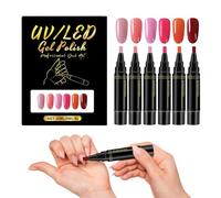 Lot de 6 stylos d'art de couleur - Outils de griffonnage à pointe fine pour vernis à ongles à séchage rapide, kit de conception d'ongles portable | Femmes Dame Mère Jeunes Débutants Manucure Salon