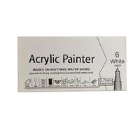 Lot de 6 stylos de couleur acrylique noir et blanc pour bois de pierre, céramique, métal, bois, cuir, vêtements, verre, acrylique, 0,7 mm, marqueur métallique et toile