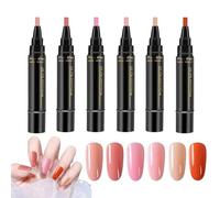 Lot de 6 stylos de manucure à séchage rapide - Style professionnel de beauté - 8 ml x 6 pièces + choix de couleurs vives - Boîtier en résine de haute qualité - Pour manucure