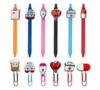Lot de 6 stylos d'infirmière et 6 trombones, cadeaux d'infirmière, stylos à bille amusants, stylo à bille créatif, stylos à bille à clic