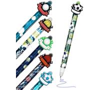 Lot de 6 stylos effaçables pour fans de sport, stylo à encre gel bleu avec pointe 0,5 mm, stylo à bille effaçable amusant football, basketball, baseball, roller pour apprendre à écrire / bureau