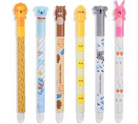 Lot De 6 Stylos Gel Effaçables À Encre Noire - Pointe De 0,5 Mm De Diamètre - Boule À L'extrémité Pour Enlever L'encre Sans Abîmer La Feuille - Pour Enfants, Étudiants, École, Bureau