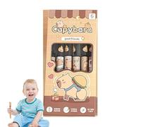 Lot de 6 stylos gel liquide Capybara - stylos gel liquide Capybara pour écrire, 0,5 mm - Stylos esthétiques à encre animaux à séchage rapide - Set de papier à lettre pour étudiant