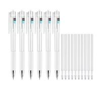 Lot de 6 Stylos Gel Noirs de 0,5 mm Et 10 Recharges D'encre Gel Originales, Recharges Pour Stylos À Clic, Stylos Gel Pour L'écriture, Le Dessin Et Les Contours, Séchage Rapide Et Longue Durée.