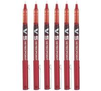 Lot de 6 stylos PILOT V5 HI-TECHPOINT encre Rouge
