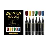 Lot de 6 stylos pour vernis à ongles gel, ensemble multi-teintes à séchage rapide
