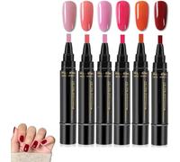 Lot de 6 stylos vernis à ongles, vernis gel 3 en 1, sans UV, séchage rapide, sans base, pour femmes et jeunes filles