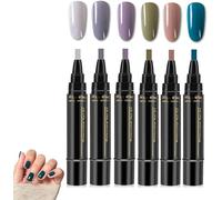 Lot de 6 stylos vernis à ongles, vernis gel 3 en 1, sans UV, séchage rapide, sans base, pour femmes et jeunes filles