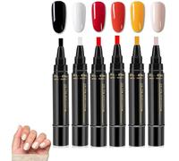 Lot de 6 stylos vernis à ongles, vernis gel 3 en 1, sans UV, séchage rapide, sans base, pour femmes et jeunes filles