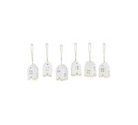 Lot de 6 Sujets de Noël "Maison" 15cm Blanc & Or