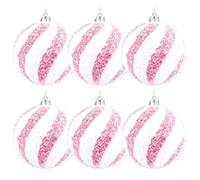Lot de 6 superbes boules de Noël à paillettes roses de 8 cm pour mariage, fiançailles, anniversaires (B)