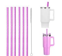Lot de 6 superbes pailles roses scintillantes pour Stanley Cup 100 ml + 1 brosse de nettoyage, réutilisables, sans BPA, passent au lave-vaisselle