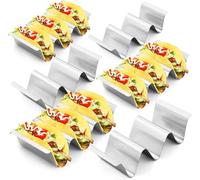 Lot de 6 Supports à Taco en Acier Inoxydable avec poignées, Peut contenir jusqu'à 3 Tacos pour Une Utilisation au Restaurant et à la Maison, Argent