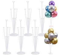 Lot de 6 supports de ballons de table de 71.1 cm avec 7 gobelets à ballons transparents, 11 mât à ballons et support de fleurs pour remise de diplôme, fête d'anniversaire, anniversaire de mariage