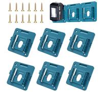 Lot de 6 supports de batterie pour batterie Makita 18 V, 14,4 V/18 V, support de batterie avec vis bleues, support mural compatible BL1860, 1850, 1840, 1830, 1820, 1815 (avec 12 piles