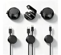 Lot de 6 supports de câbles magnétiques avec fermeture rotative, clip de gestion des câbles à 2 trous avec fermeture automatique, guidage magnétique puissant pour bureau, mur, bois, verre, carrelage