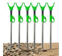 Lot de 6 supports de canne à pêche réglables - Support télescopique en | Support de canne à pêche à une broche pour banque, sable, plage, rive, rivière, lac, mer, eau salée, homme débutant