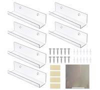Lot de 6 supports de disques vinyles de 17,8 cm en acrylique transparent - Support mural flottant pour disques vinyles - Présentoir de collection pour écouter des disques LP et CD