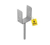 Lot de 6 supports de poteau en U - Ancrage de poteau - Connecteur en bois - Profil U - Support de poteau 100 x 100 cm - Support de poteau à sceller dans le béton - Pied de support pour poteaux de