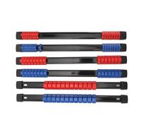 Lot de 6 supports de rangement pour douilles d'entraînement 1/4" 3/8" 1/2" SAE et support de rail à douille métrique avec clips amovibles et roulements à billes à ressort pour