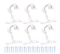 Lot de 6 supports de tringle à rideaux avec vis, crochets de plafond pour tringles de 25 à 28 mm et support d'armoire (blanc)