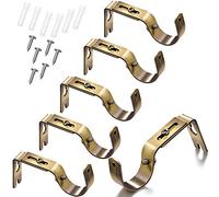 Lot de 6 supports de tringle à rideaux réglables - Crochets muraux pour tringle à rideaux - Fixation extérieure avec vis pour tringle à rideaux de 2,5 cm de diamètre (bronze vert)