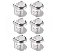 Lot de 6 supports d'étagère en verre en alliage de zinc blanc pour maison, bureau, magasin, musée (4 mm-8 mm d'épaisseur)