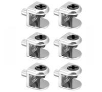 Lot de 6 supports d'étagère en verre en alliage de zinc noir pour étagères en verre, pour maisons, bureaux, magasins, musées (4 mm à 8 mm d'épaisseur)