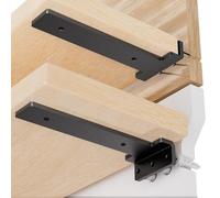 Lot de 6 supports d'étagère flottants cachés en L de 15,2 cm, supports d'étagère robustes d'un quart de pouce (0,6 cm) d'épaisseur, supports d'étagère noirs rustiques avec finition en fer moderne