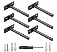 Lot de 6 supports d'étagère flottants invisibles en acier massif de 125 mm - Noir - 125 mm