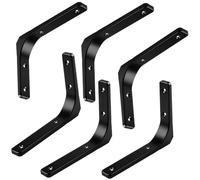 Lot de 6 supports d'étagère noirs de 7,6 cm, supports à angle droit, supports d'étagère robustes pour table, bibliothèque, planche en bois, meubles, fenêtre avec vis