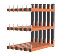 Lot de 6 supports muraux pour bois d'œuvre, support de rangement en bois robuste avec système à 9 niveaux, organiseur en bois de garage durable de 500 kg, étagères en métal orange pour intérieur et