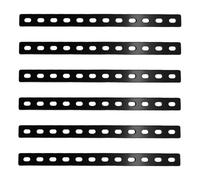 Lot de 6 supports plats en métal pour bois, plaque métallique plate avec trous, supports droits noirs pour plaques de jonction en bois avec 12 trous, supports de meubles pour fixation, réparation et